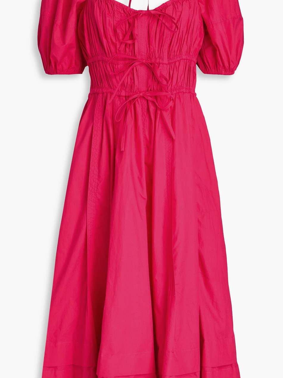palma gathered cotton-poplin midi dress