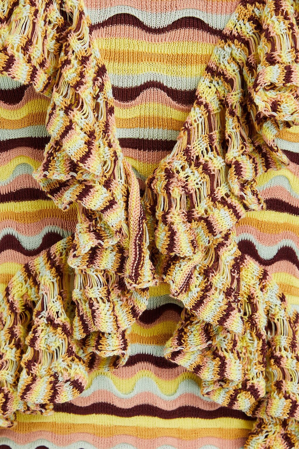 ULLA JOHNSON Ruffled crochet-knit silk and cotton-blend midi dress