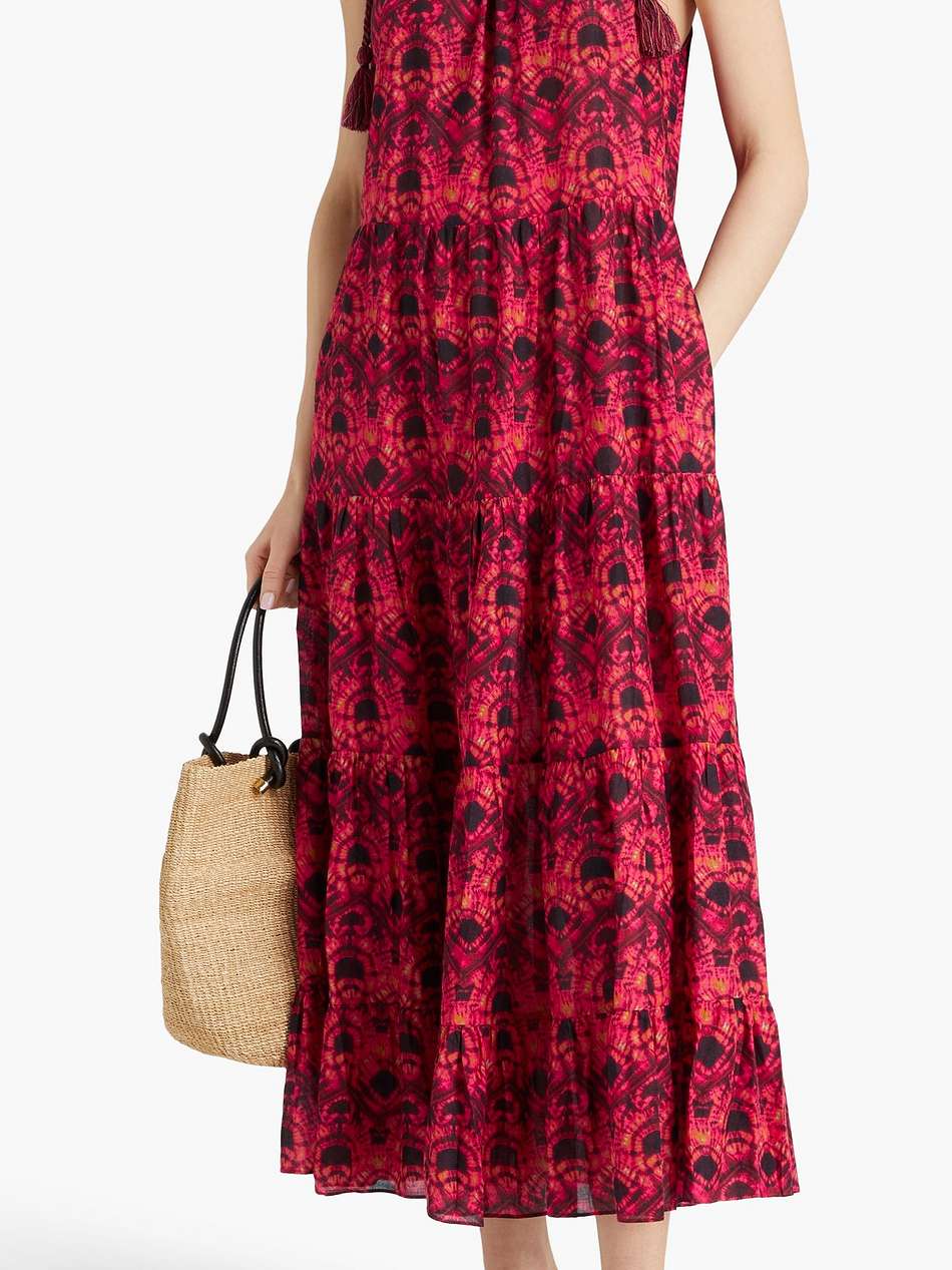 ottavia tie-dyed cotton-blend voile midi dress