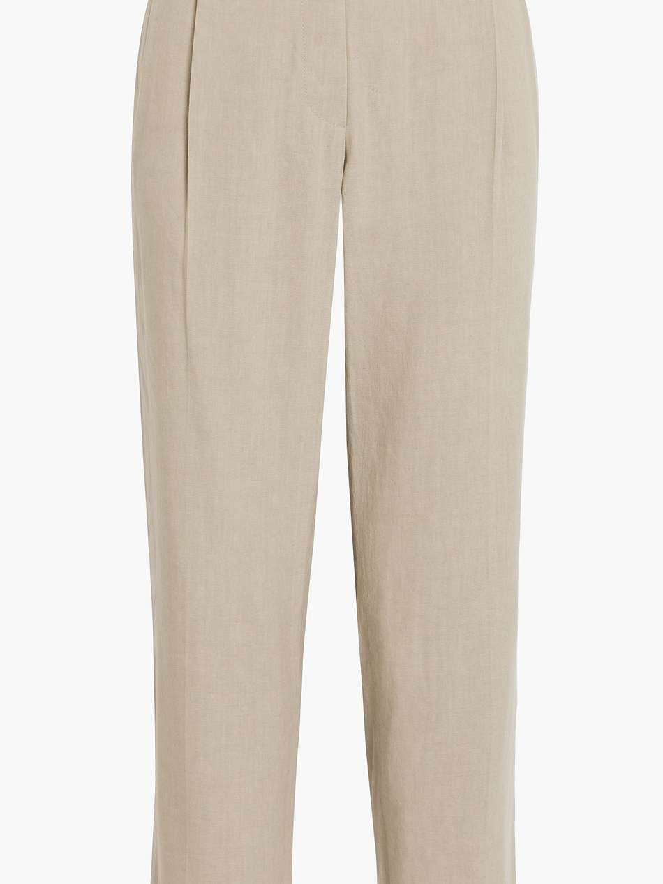 bead-embellished linen-blend tapered pants