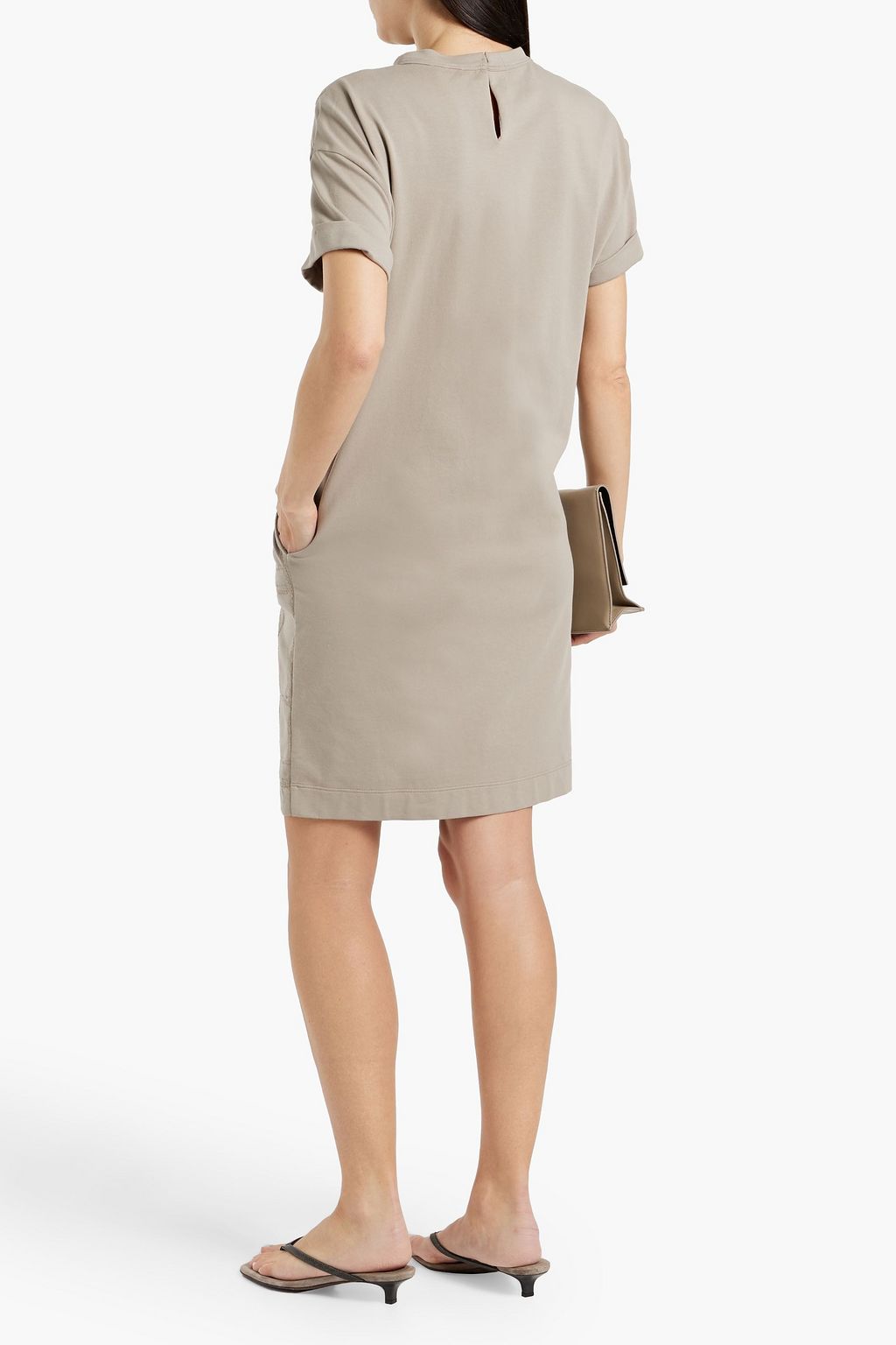 BRUNELLO CUCINELLI Embellished French cotton-blend terry dress