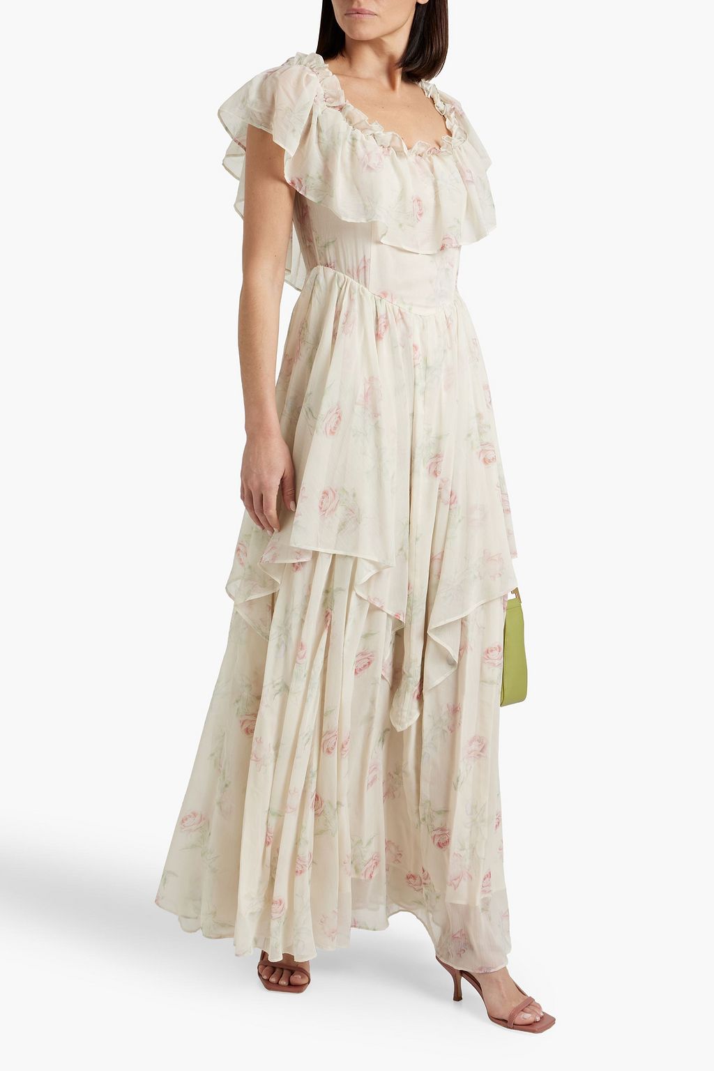 LOVESHACKFANCY Noni ruffled floral-print chiffon maxi dress