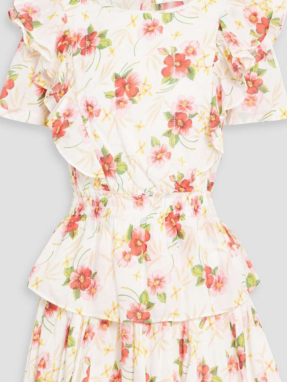 natasha ruffled floral-print cotton-voile mini dress