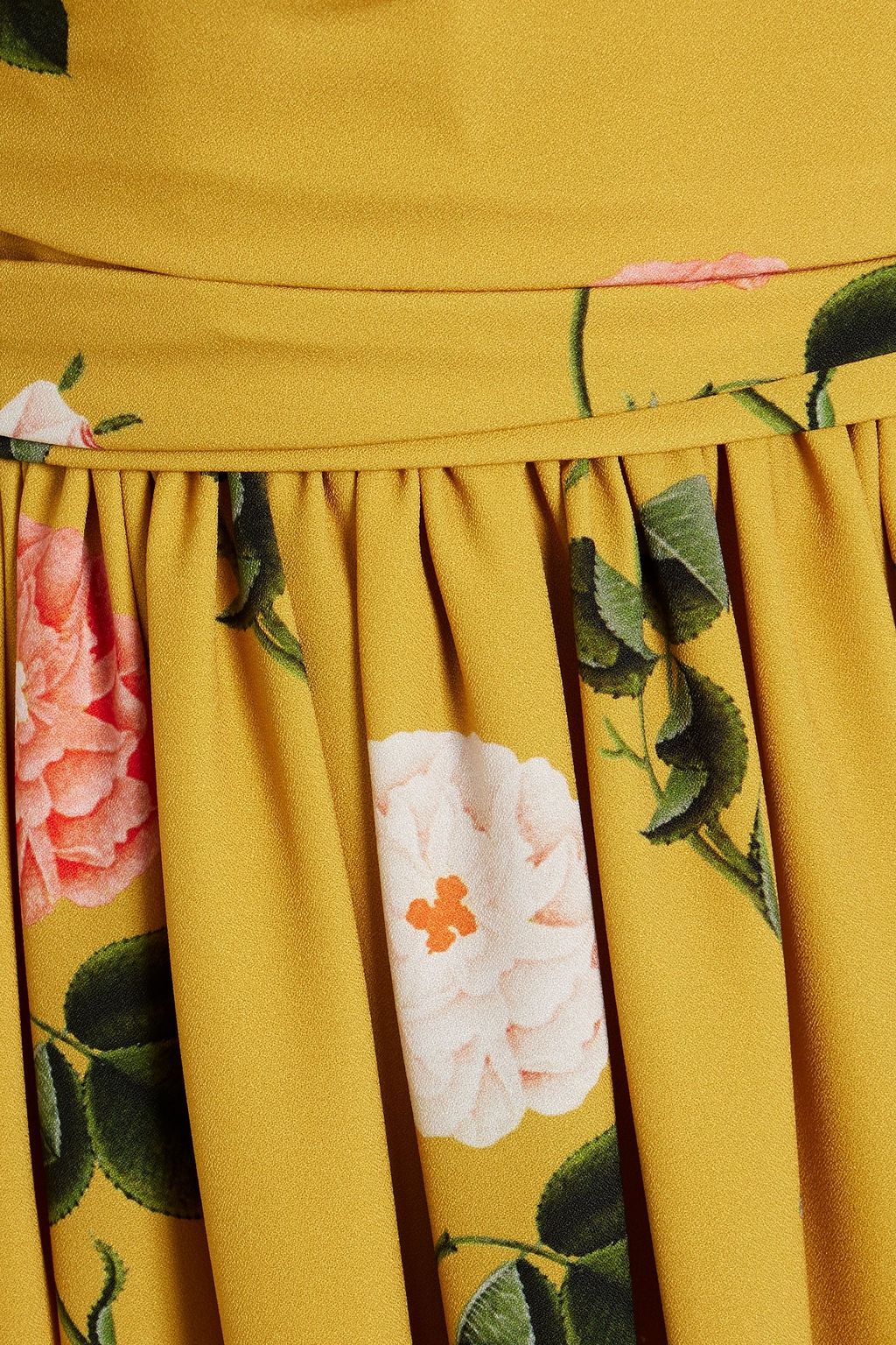 OSCAR DE LA RENTA Strapless floral-print crepe gown