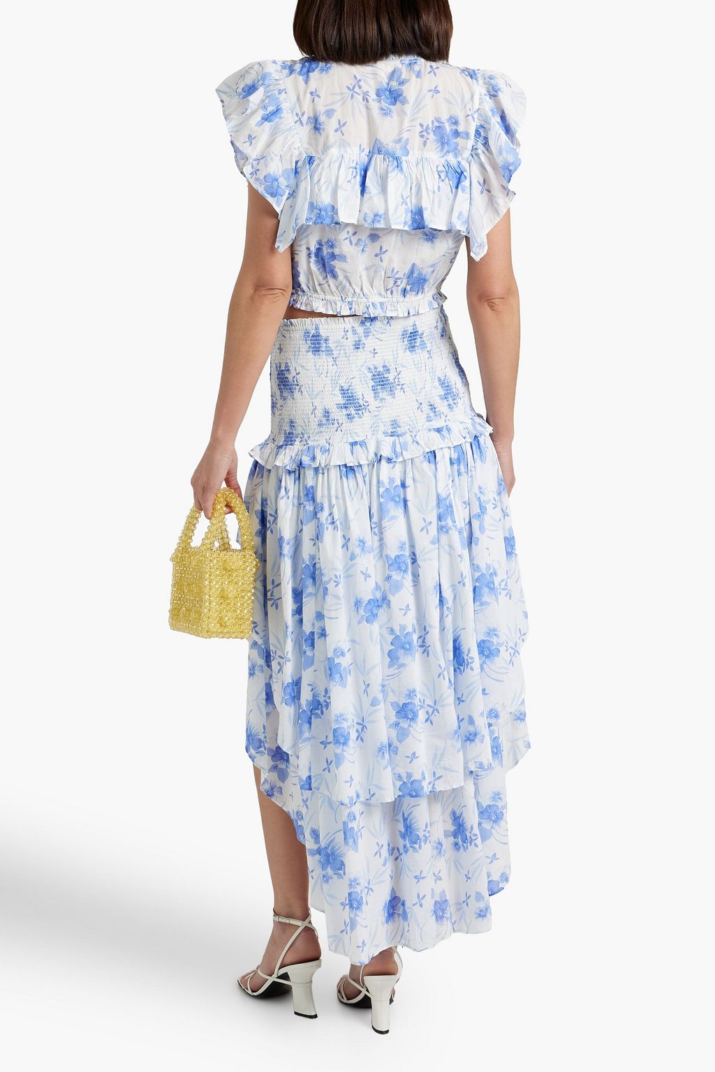 LOVESHACKFANCY Palani asymmetric floral-print cotton-voile skirt