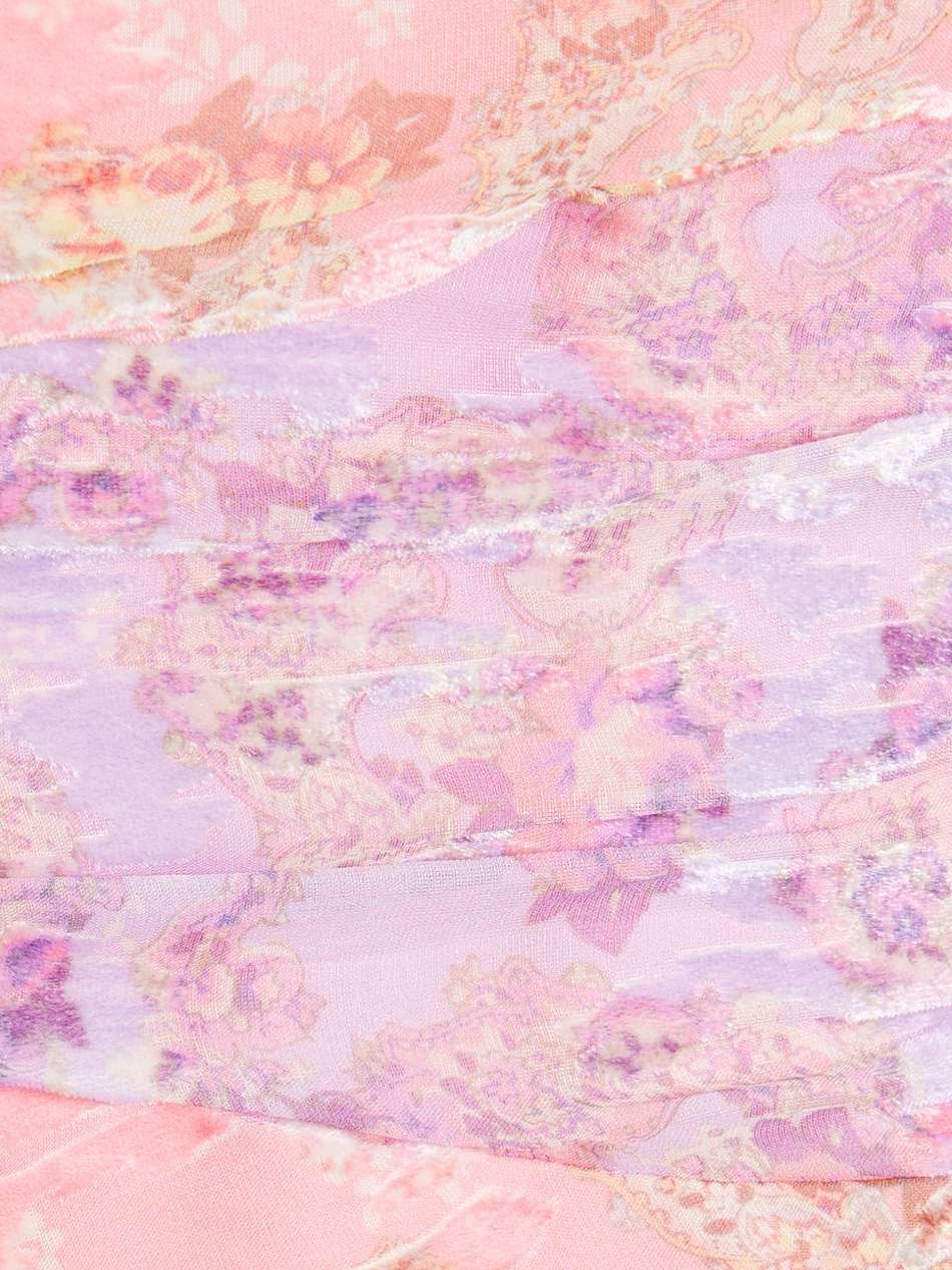 one-shoulder printed devoré-chiffon mini dress