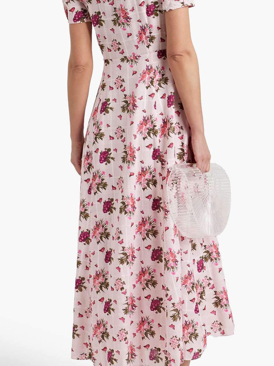 ruched printed cotton-jaquard midi dress