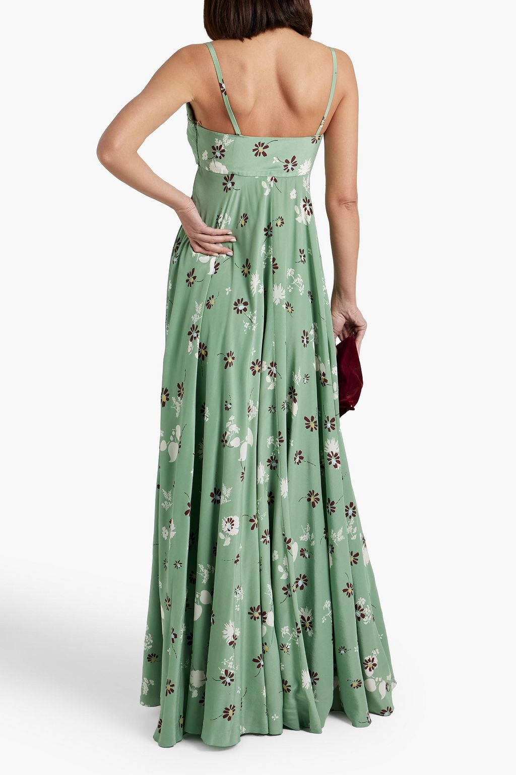 VALENTINO GARAVANI Bow-detailed floral-print silk-satin crepe maxi dress