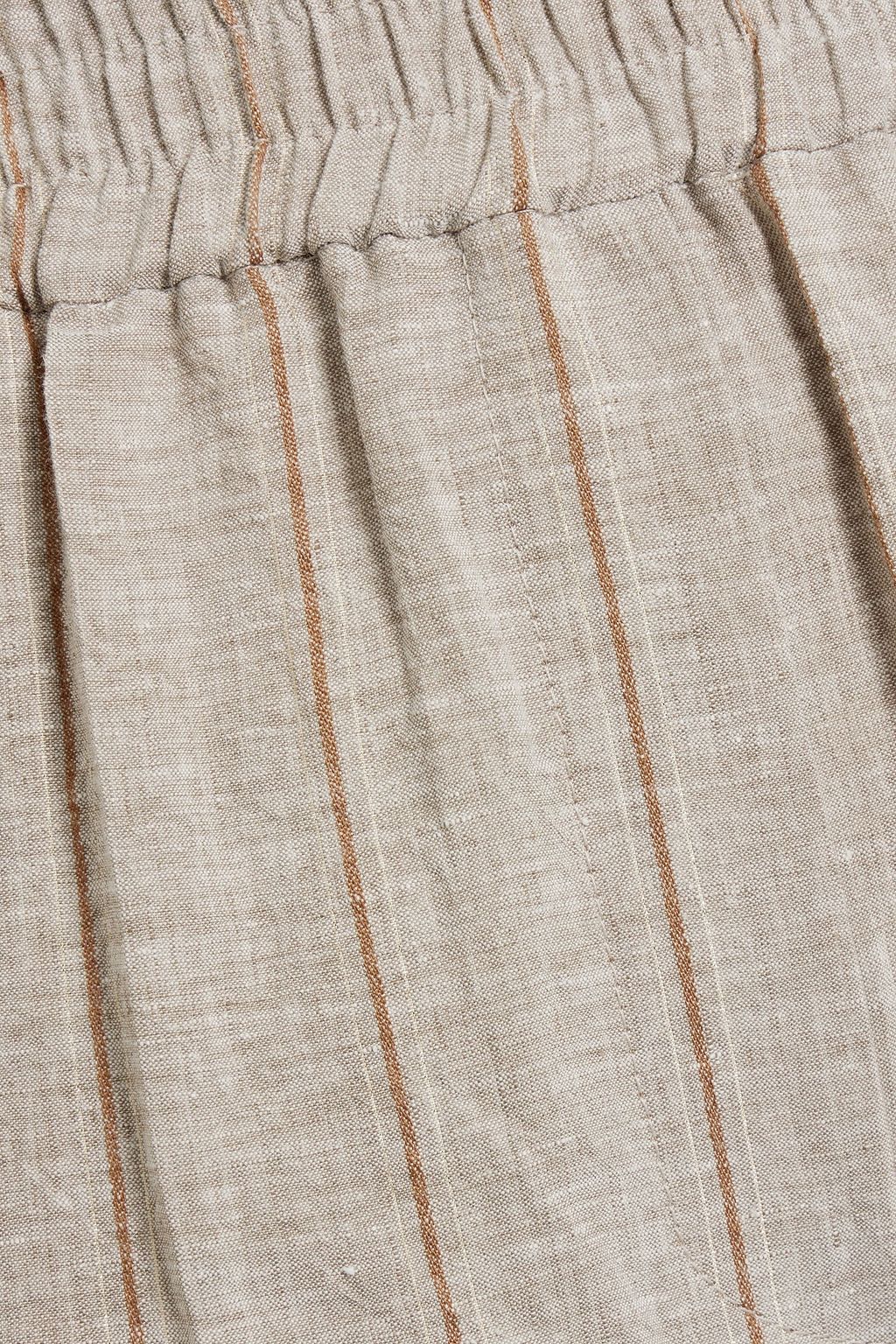 BRUNELLO CUCINELLI Metallic striped linen wide-leg pants