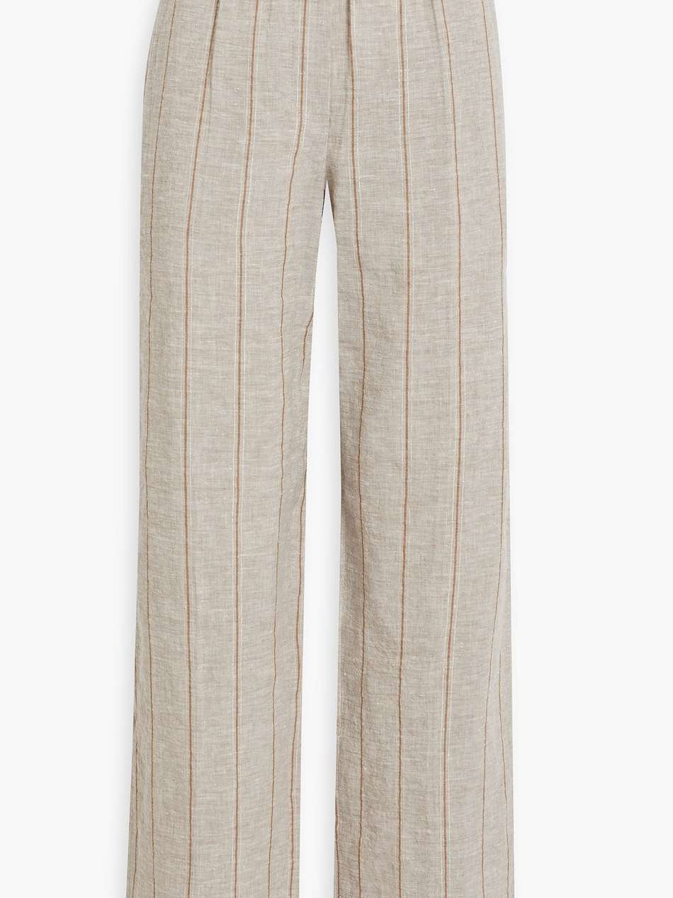 metallic striped linen wide-leg pants