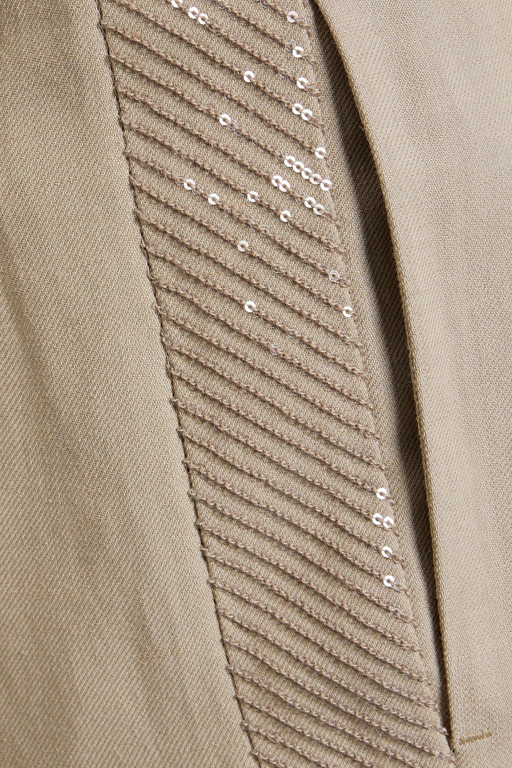 BRUNELLO CUCINELLI Sequin-embellished embroidered twill wide-leg pants