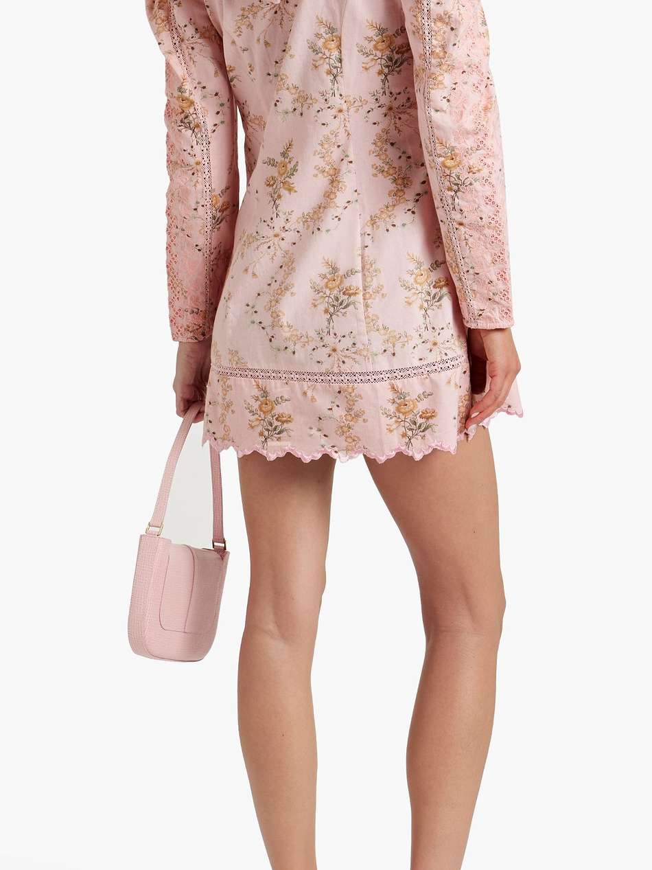 cedella ruffled floral-print cotton mini dress