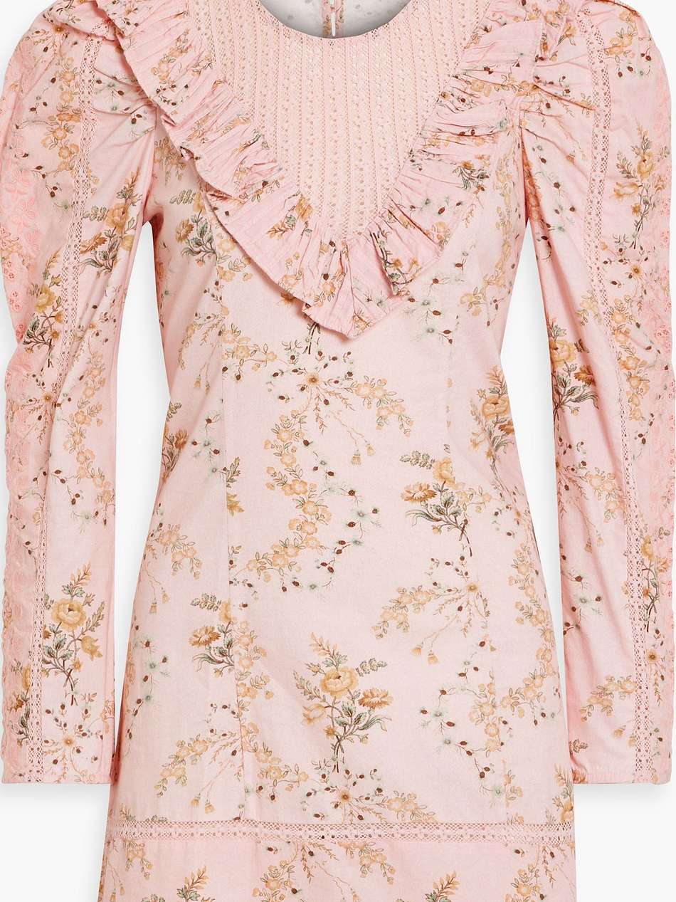 cedella ruffled floral-print cotton mini dress