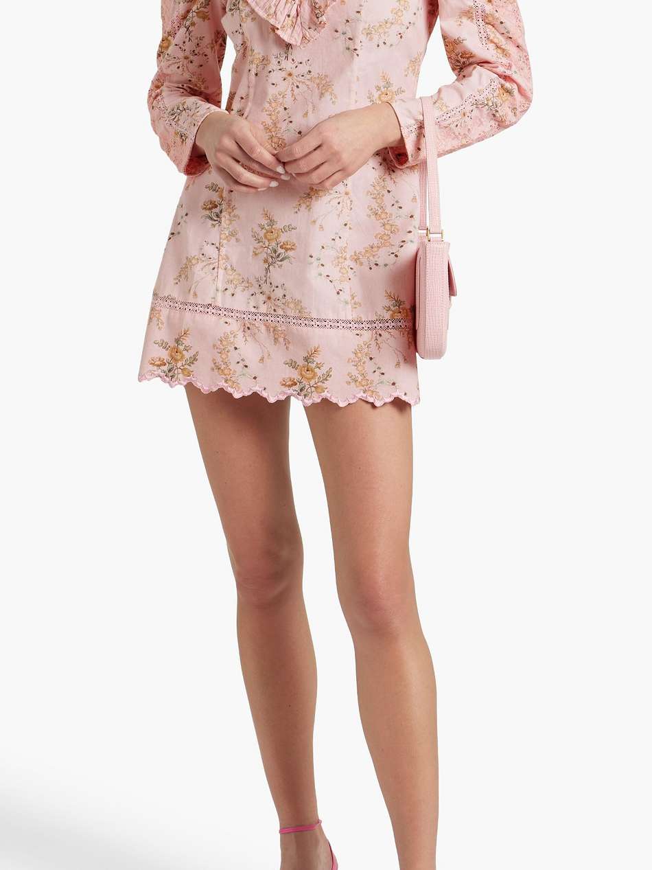 cedella ruffled floral-print cotton mini dress