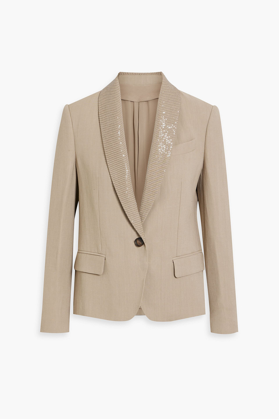 Brunello Cucinelli Sequin-embellished Embroidered Twill Blazer In Sand