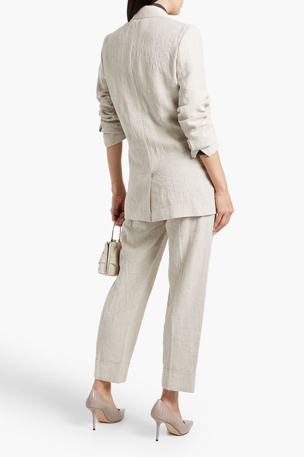 BRUNELLO CUCINELLI Checked linen-jacquard blazer