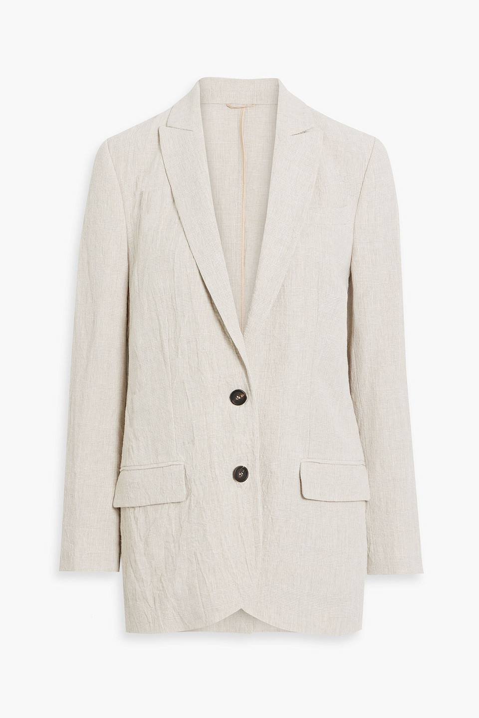 Brunello Cucinelli Metallic Linen Single-breasted Blazer Jacket In Beige