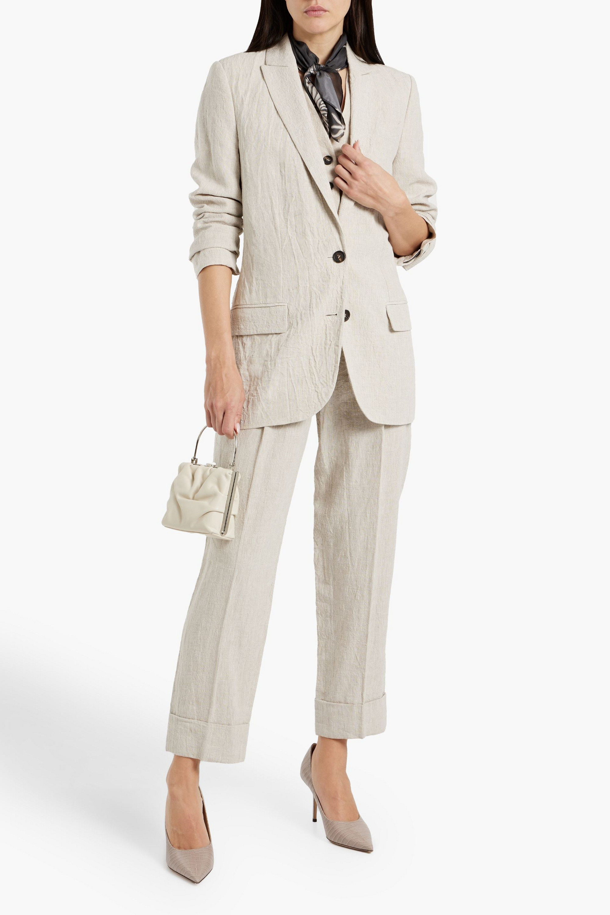 Brunello Cucinelli Checked linen-jacquard blazer