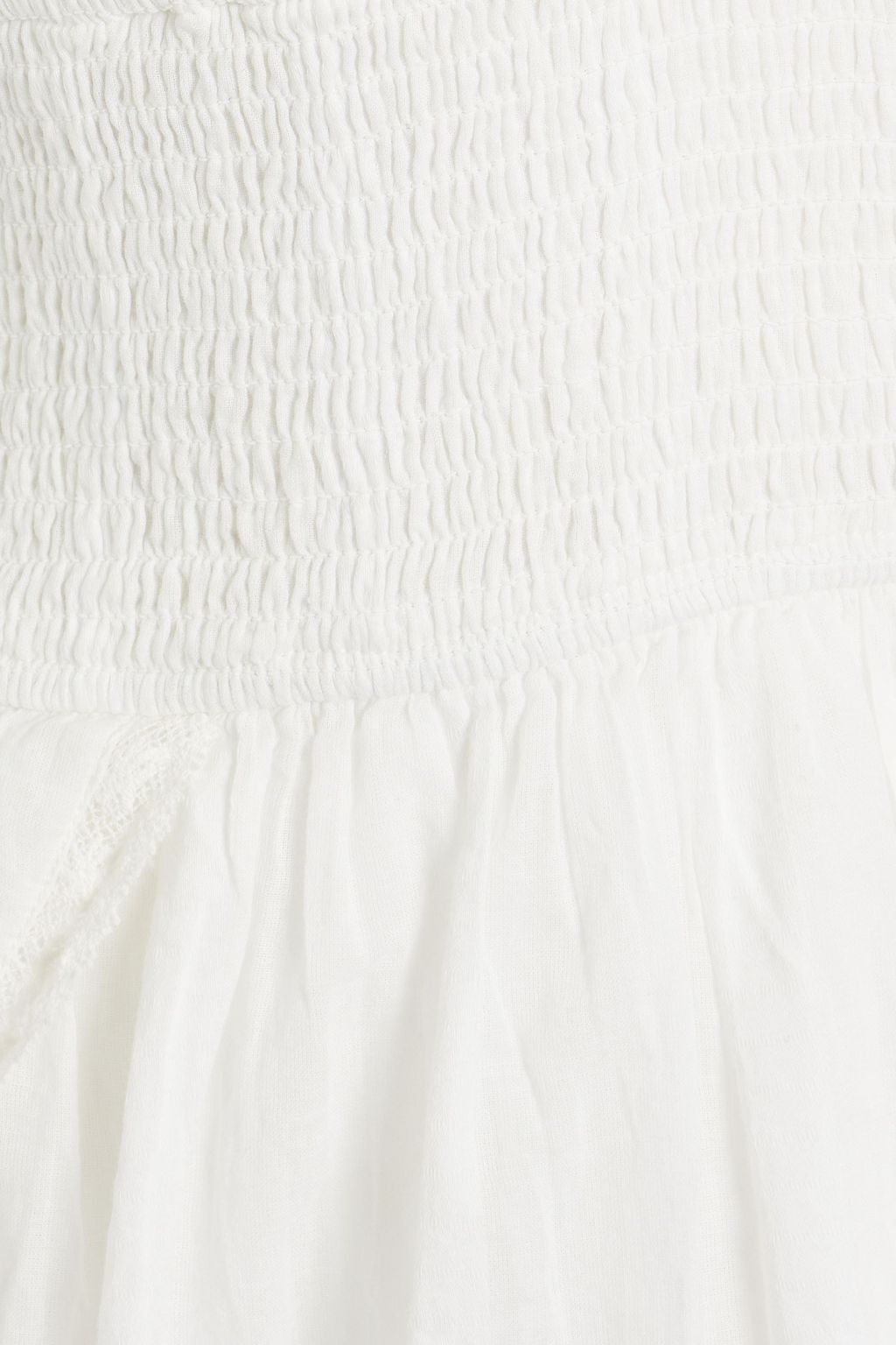 LOVESHACKFANCY Deanna shirred ruffled cotton halterneck mini dress