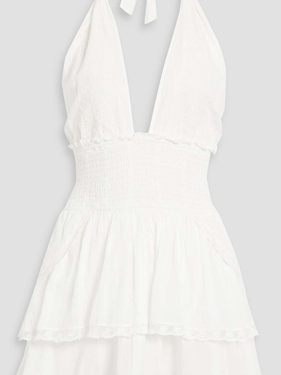 embroidered cotton-gauze halterneck mini dress