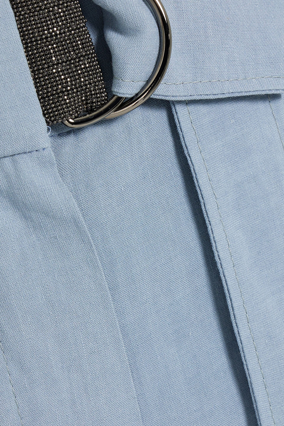 Brunello Cucinelli Bead-embellished Linen-blend Shorts In Light Blue