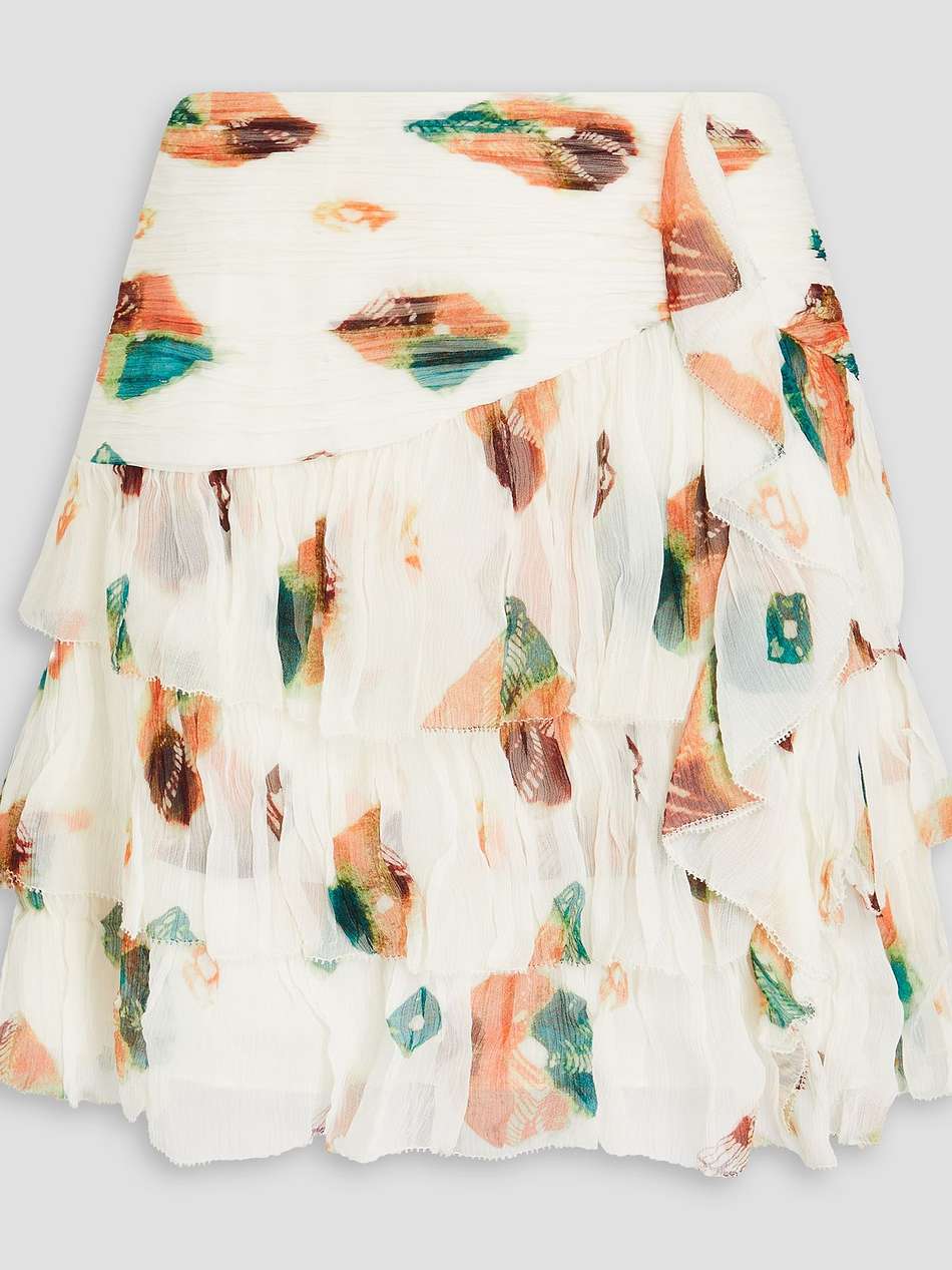 ella tiered printed silk-crepon mini skirt