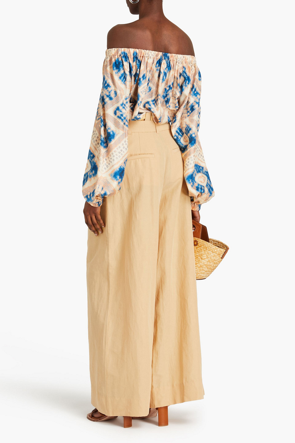 Shop Ulla Johnson Gitana Belted Cotton, Linen And Silk-blend Wide-leg Pants In Sand