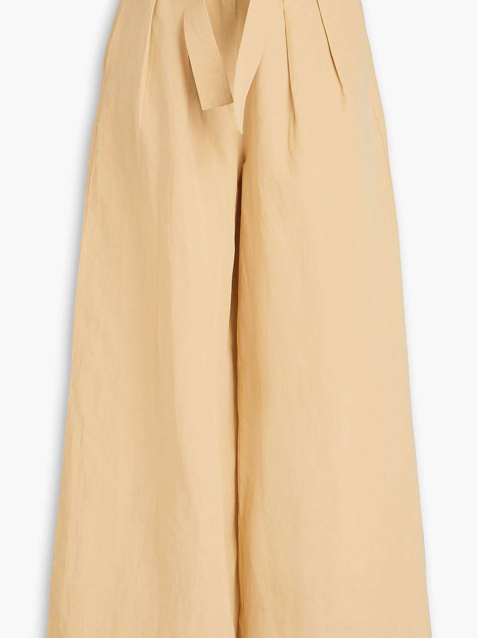 gitana belted cotton, linen and silk-blend wide-leg pants