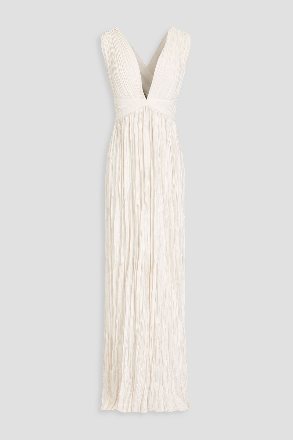 Ulla Johnson Mona Pleated Satin Cross-back Gown In Pristine