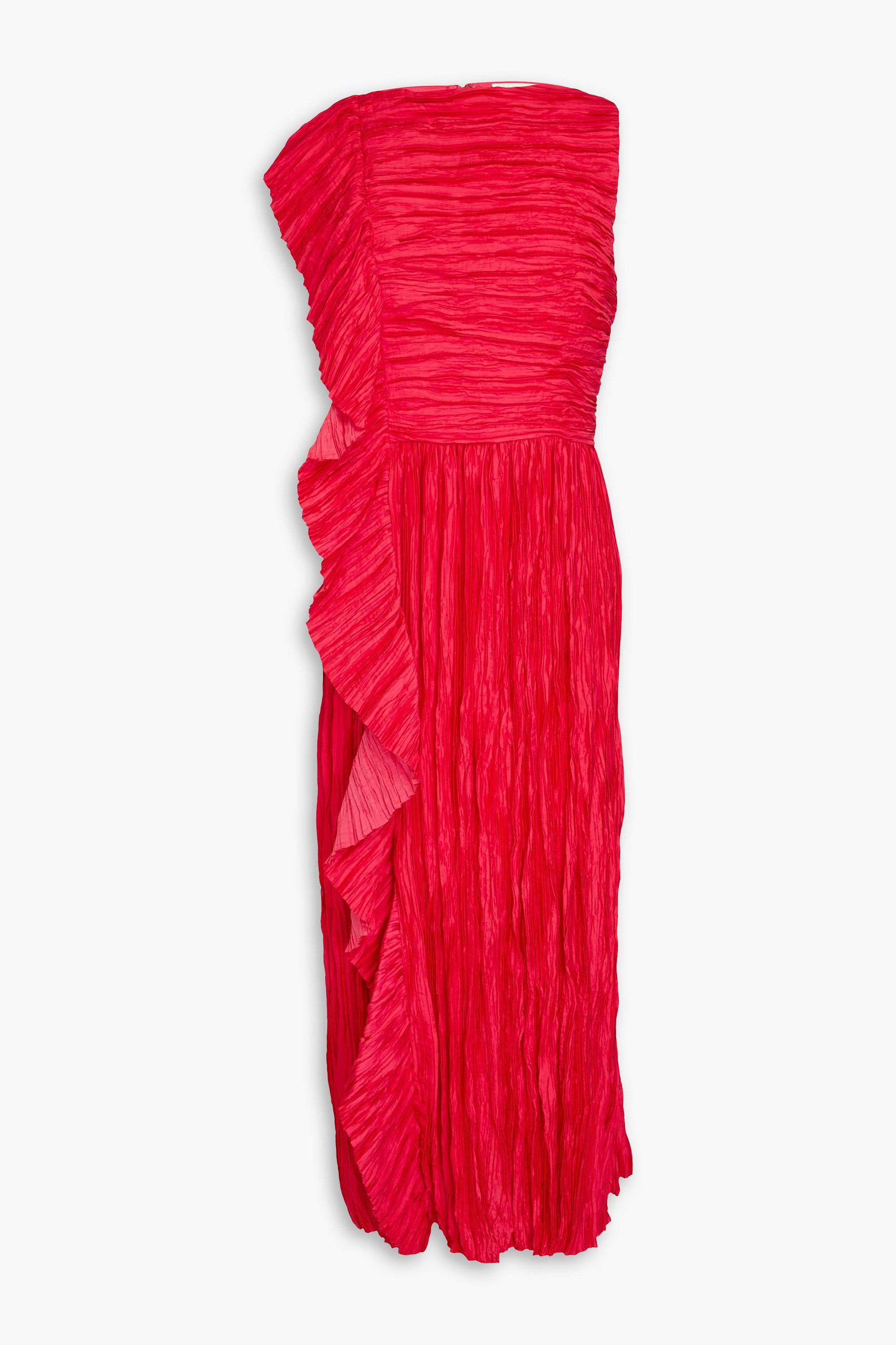 Ulla Johnson Circe ruffled plissé-satin midi dress thumbnail