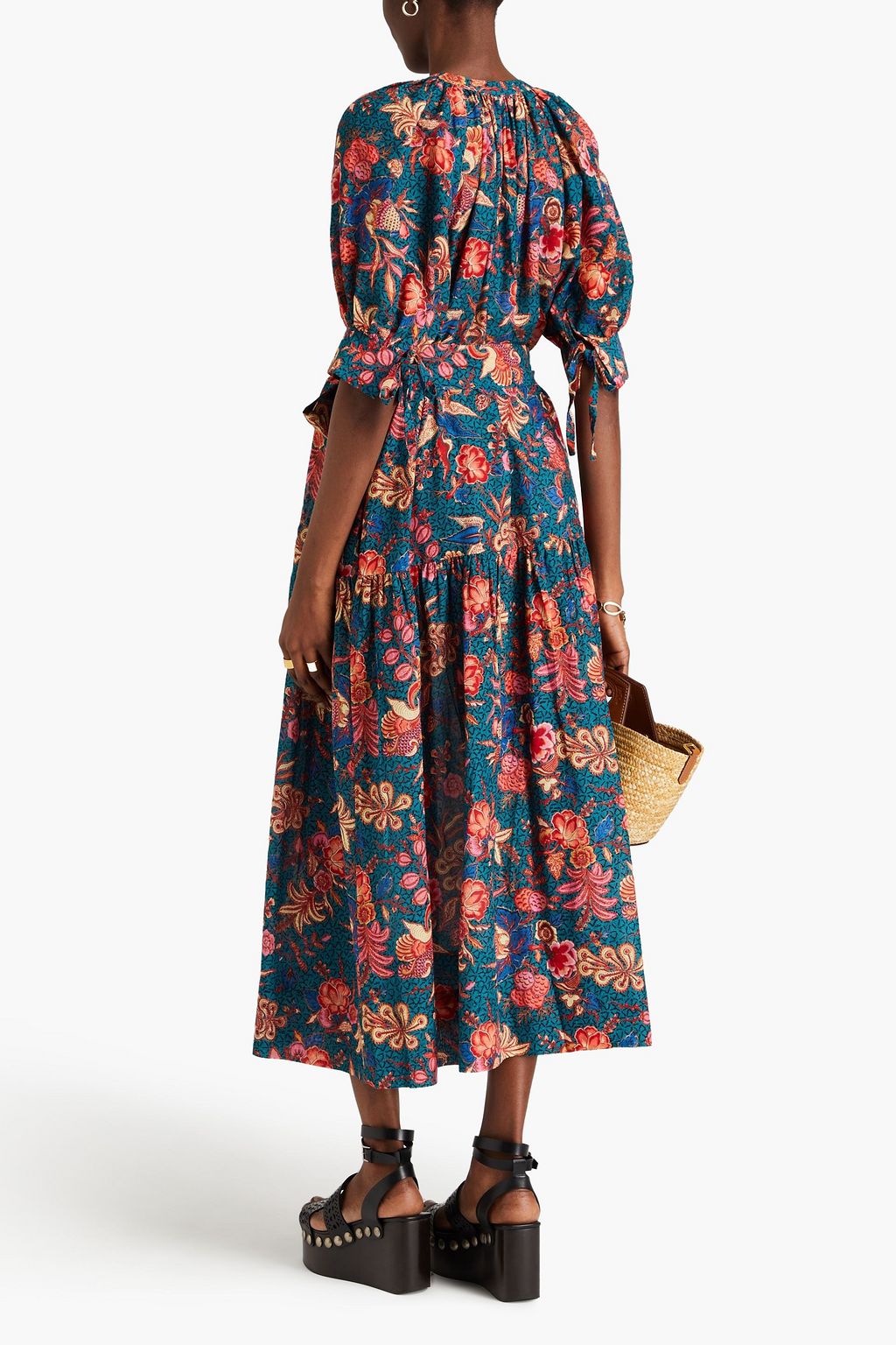 ULLA JOHNSON Selena printed cotton-blend voile midi dress