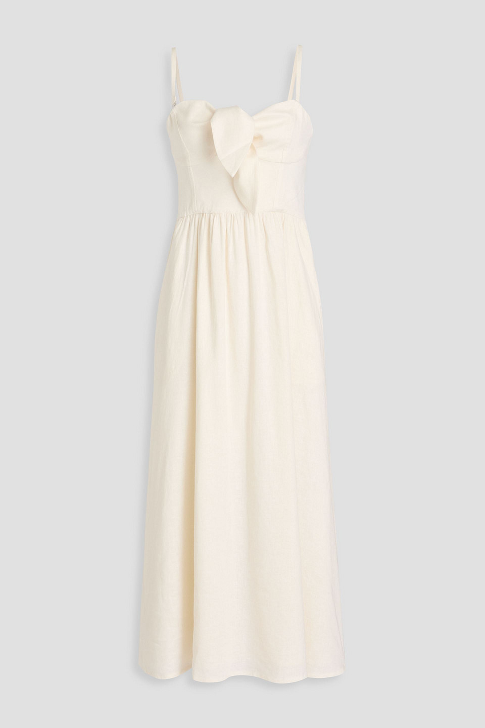 Solid & Striped Aurora Knotted Linen-blend Midi Dress In Ecru