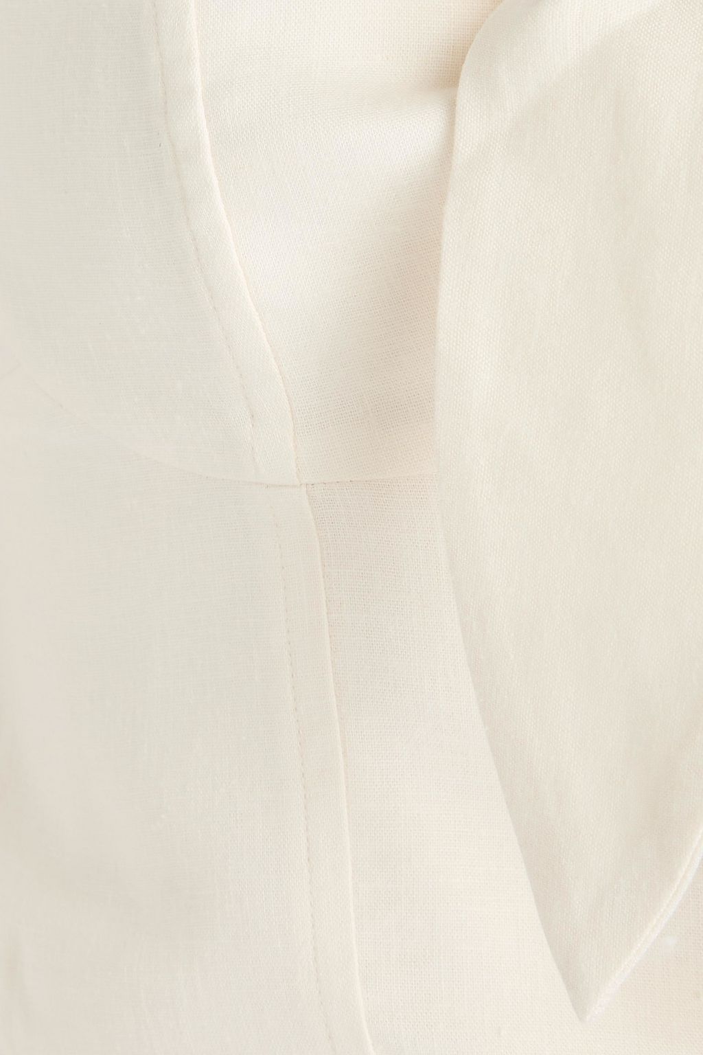SOLID & STRIPED بلوزة قصيرة “ذا أورورا” مصنوعة من مزيج الكتان بتصميم معقود