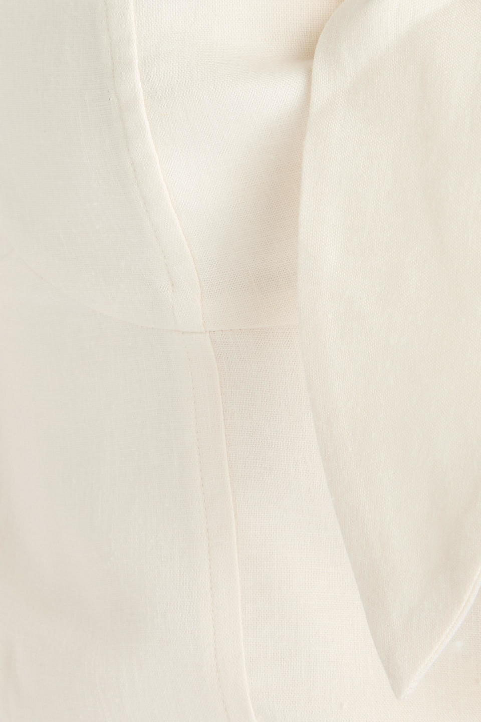 SOLID & STRIPED THE AURORA CROPPED KNOTTED LINEN-BLEND TOP
