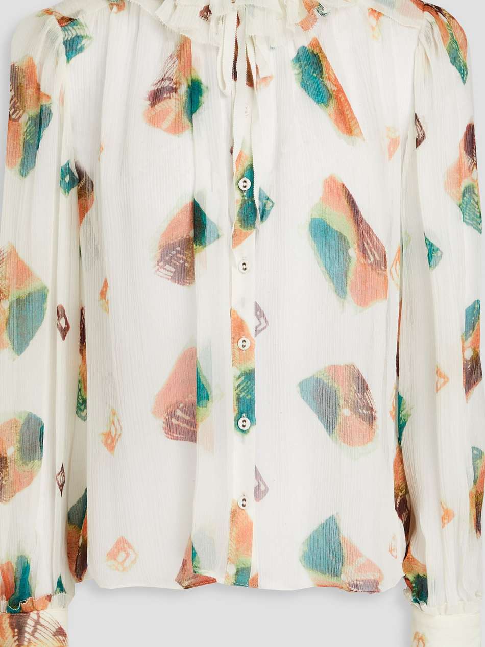 pippa ruffled printed silk-crepon blouse
