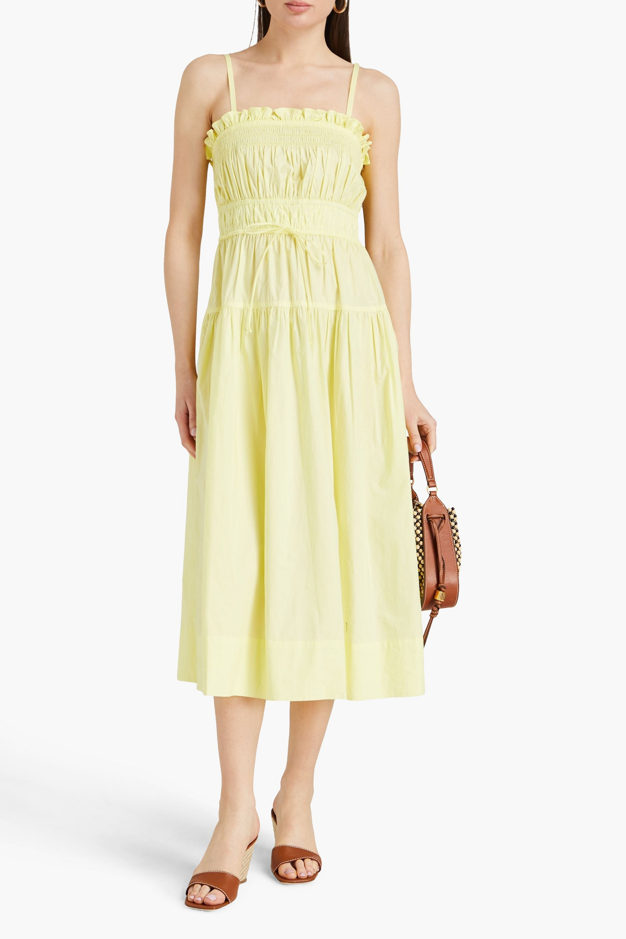 Ulla Johnson Lisbet shirred cotton-poplin midi dress