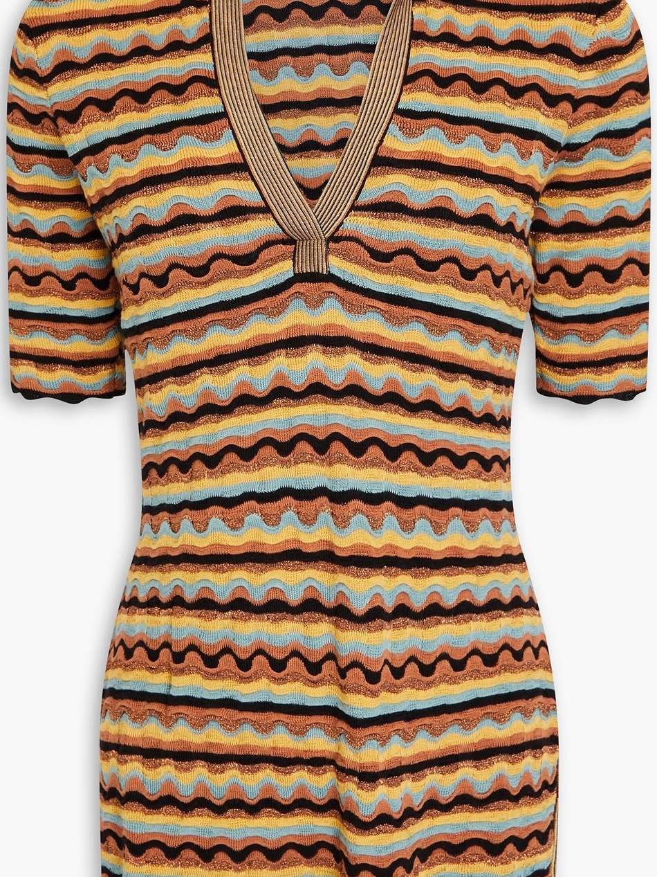 felix metallic crochet-knit silk-blend polo top