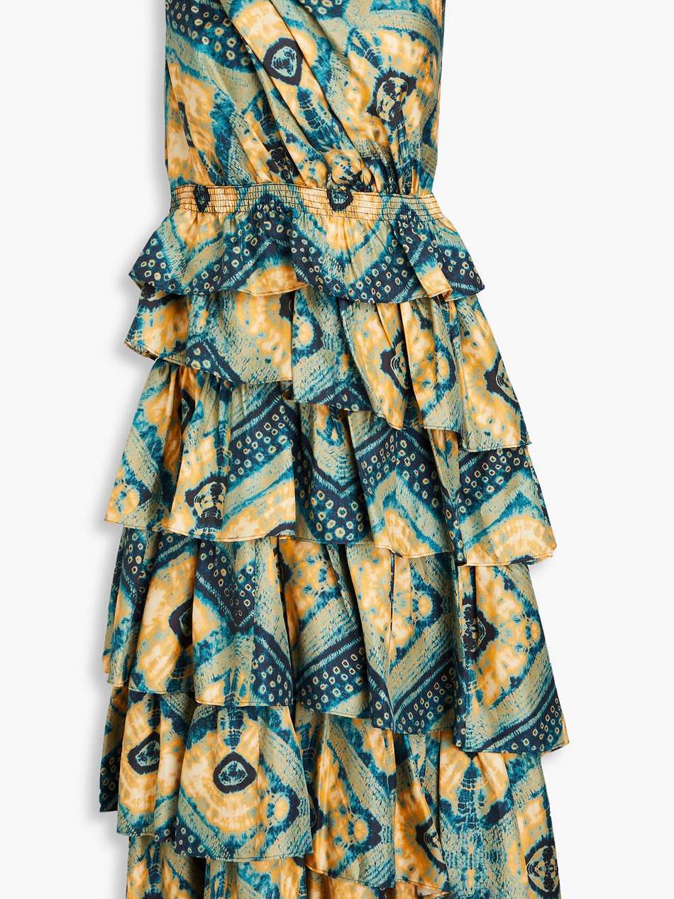 auryn one-shoulder printed silk-twill midi dress
