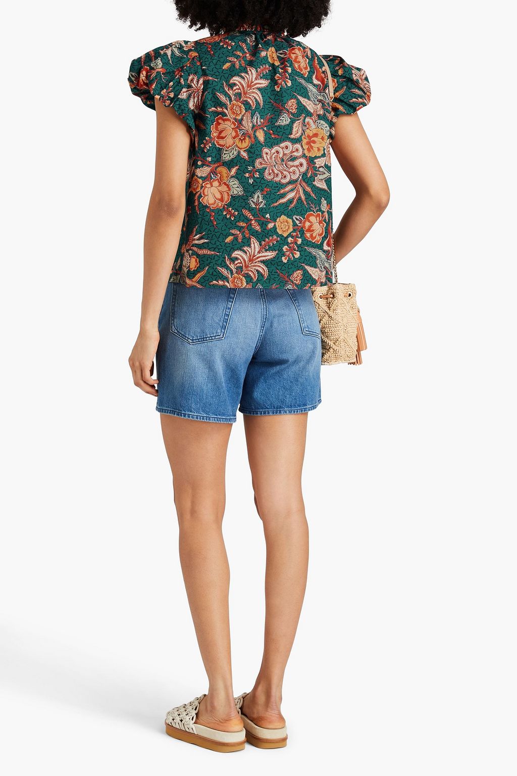 ULLA JOHNSON Evelyn printed cotton-poplin top