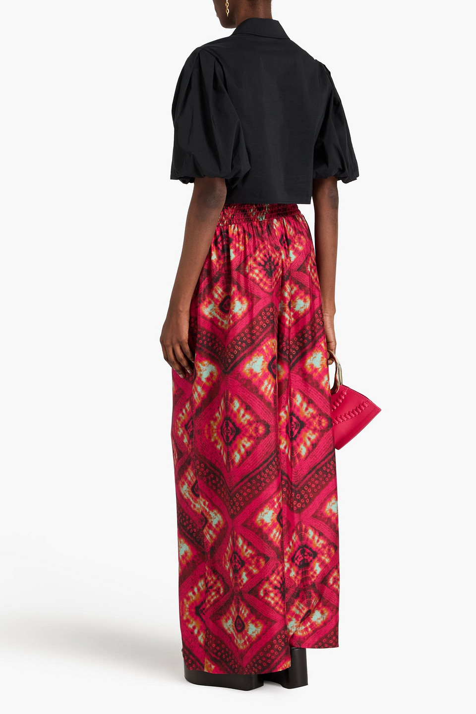 Shop Ulla Johnson Clemence Printed Silk-twill Wide-leg Pants In Fuchsia