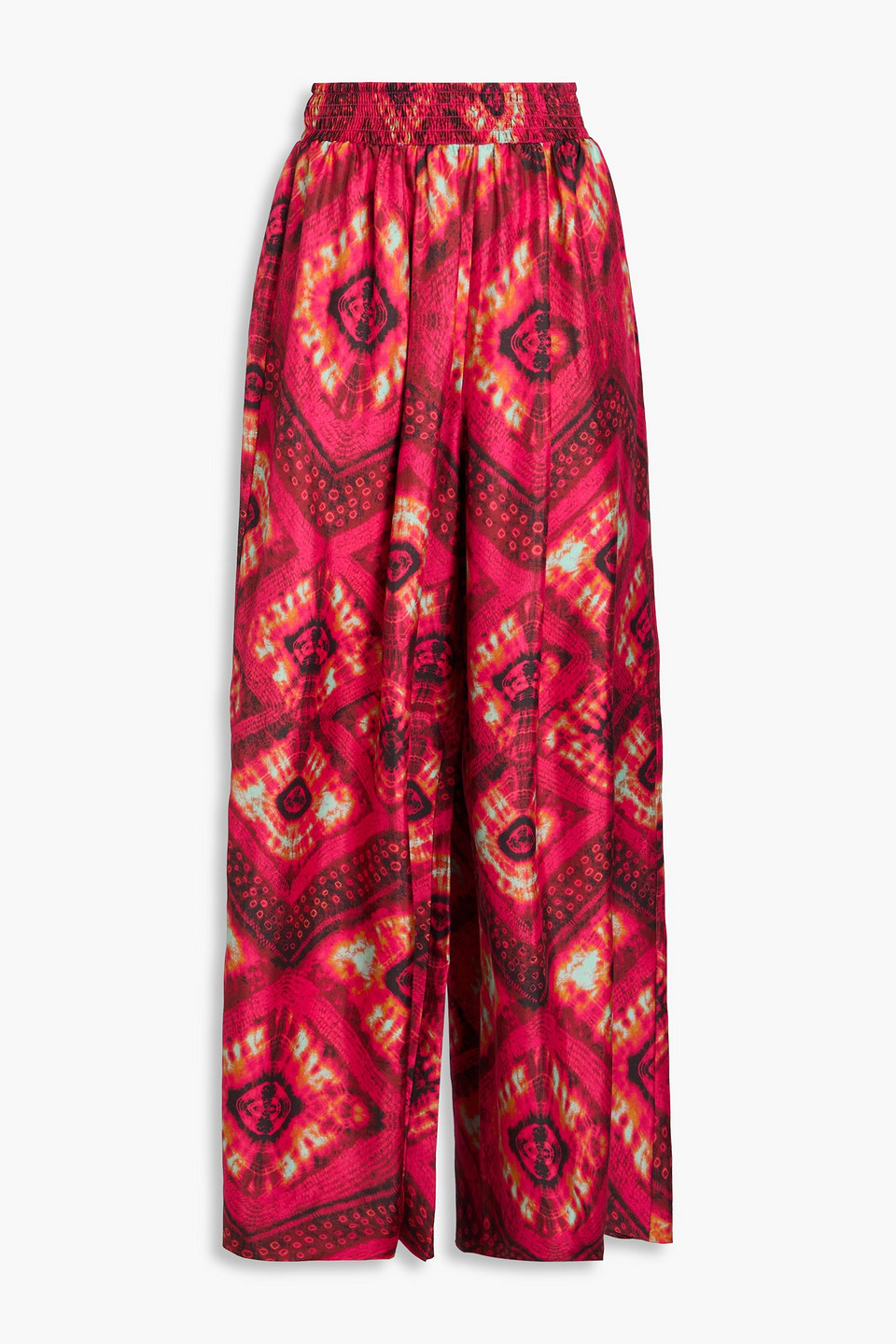 Clemence printed silk-twill wide-leg pants