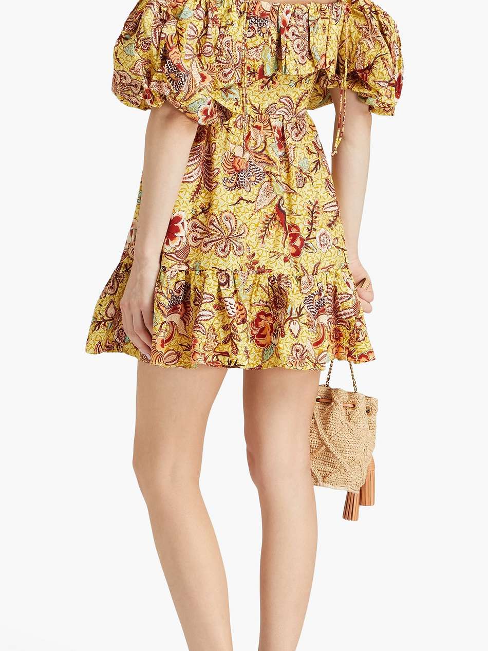 lila cold-shoulder floral-print cotton-poplin mini dress