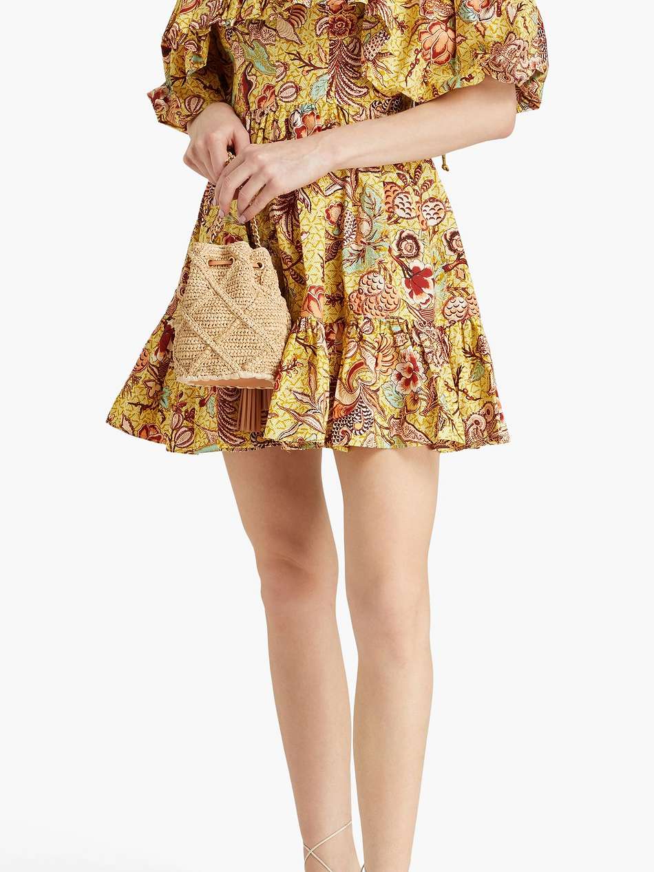 lila cold-shoulder floral-print cotton-poplin mini dress