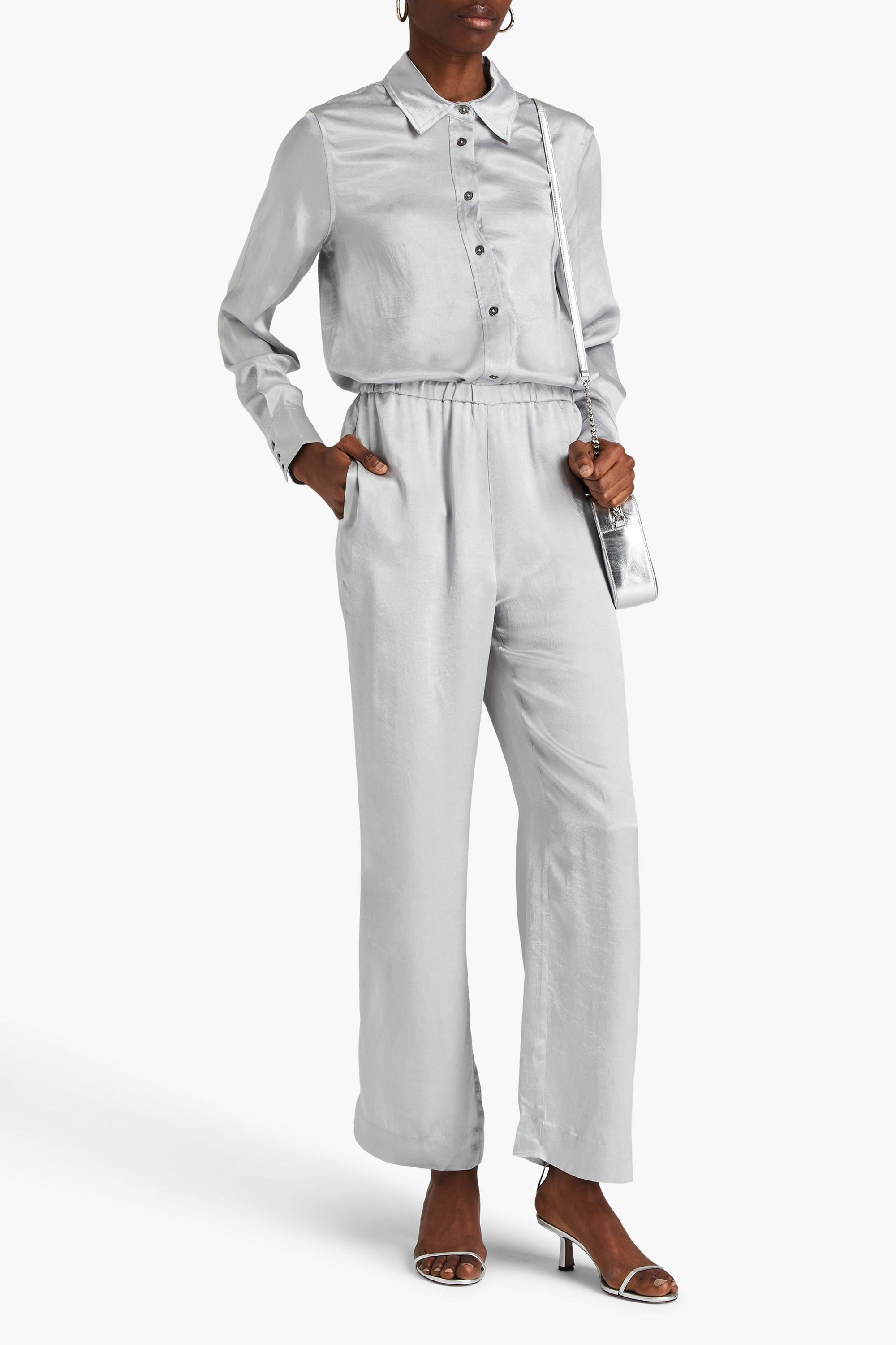 Solid & Striped The Ellis crinkled-satin straight-leg pants