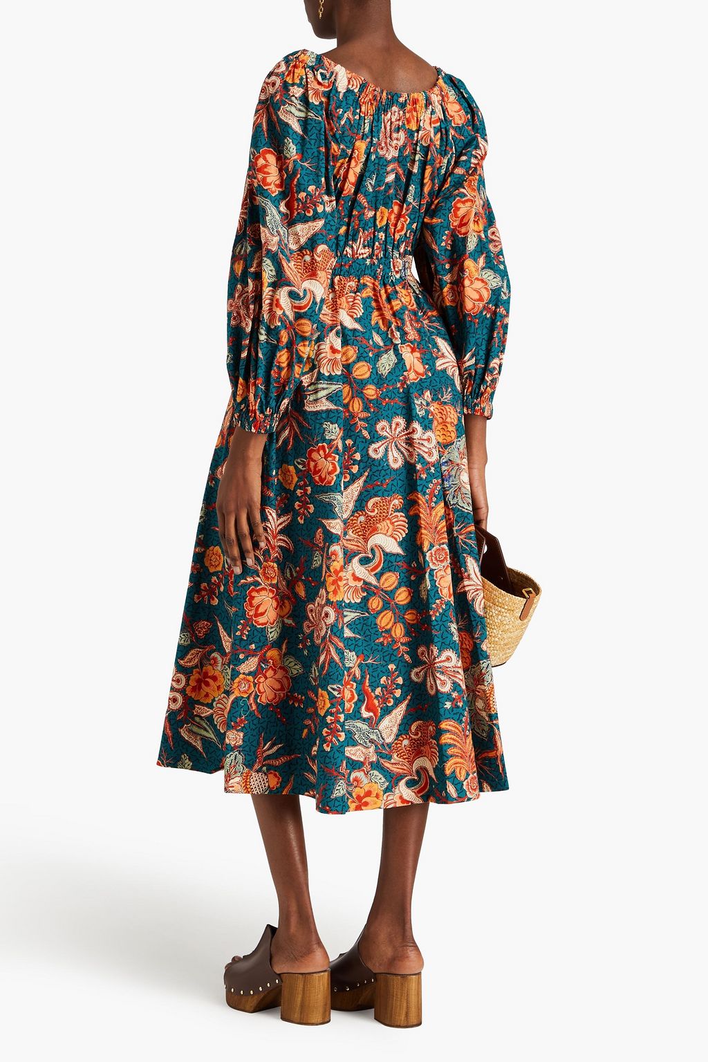 ULLA JOHNSON Helena floral-print cotton-poplin midi dress