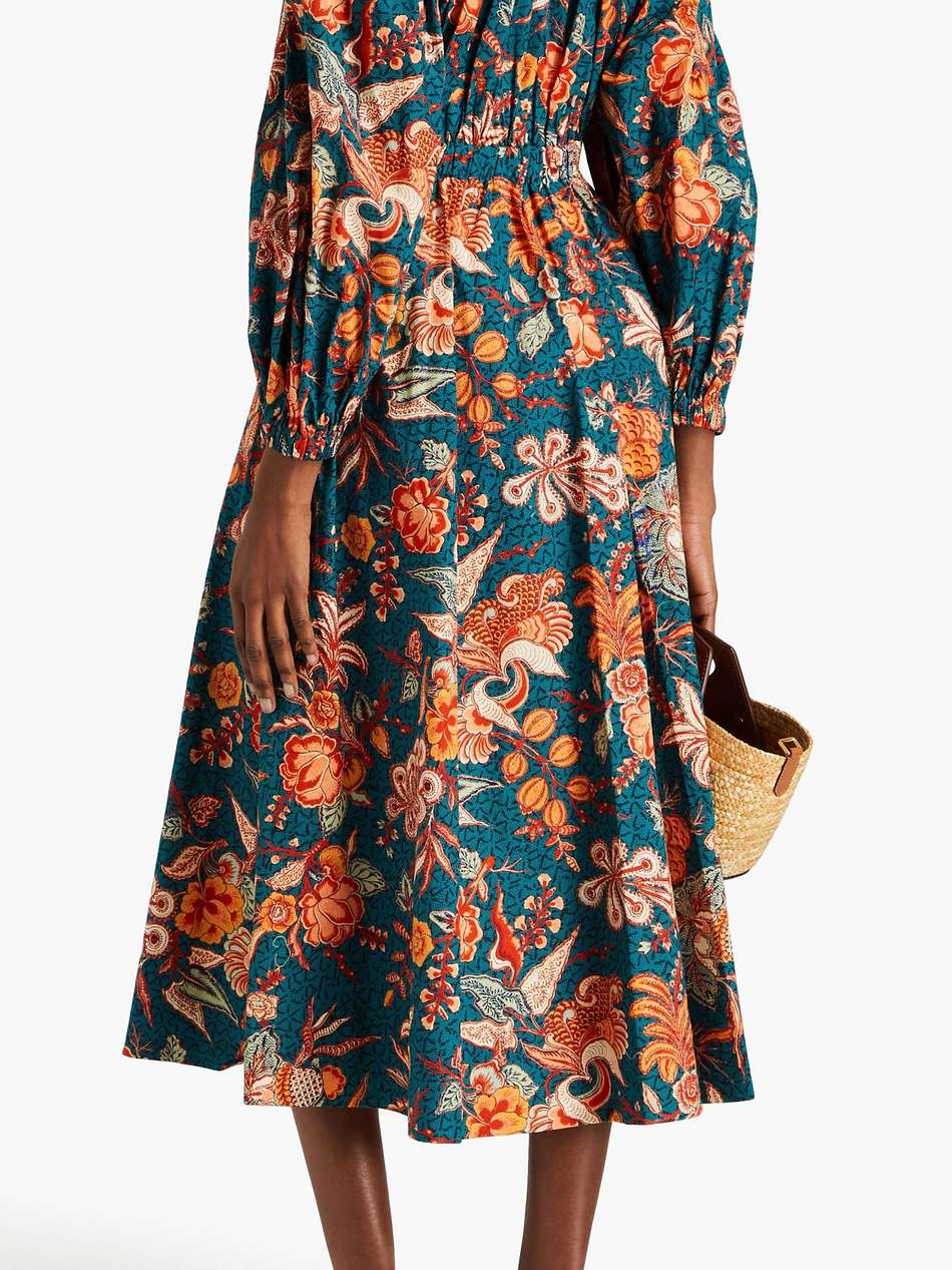 helena floral-print cotton-poplin midi dress