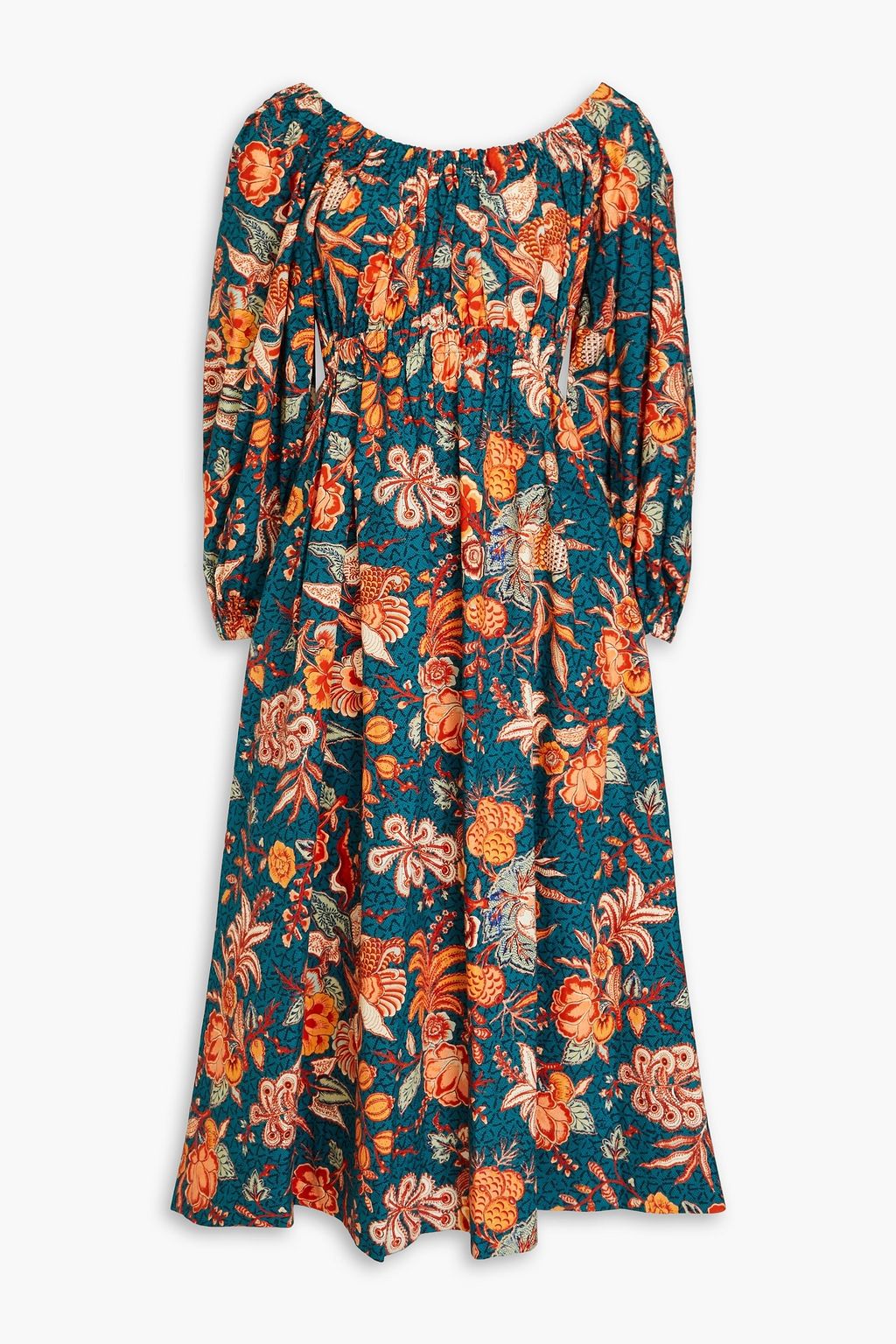 ULLA JOHNSON Helena floral-print cotton-poplin midi dress | THE OUTNET