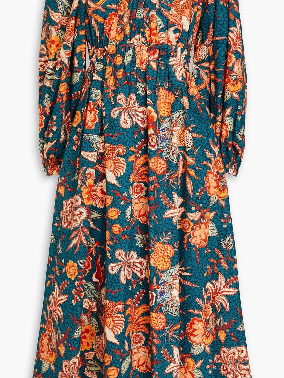 helena floral-print cotton-poplin midi dress