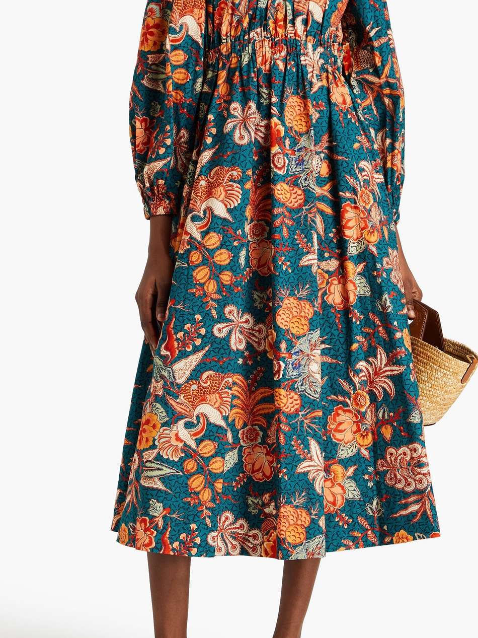 helena floral-print cotton-poplin midi dress