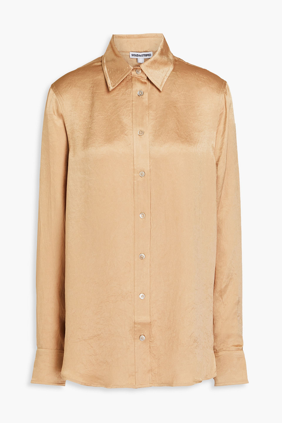 Solid & Striped The Oxford Crinkled-satin Shirt In Sand